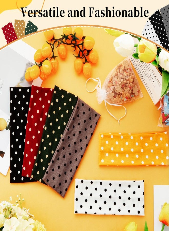 Suncalla 6 Pack Polka Dot Headbands for Women, Wide Stylish Head Wraps, Thick Hairbands, Yoga Sports Workout Hairbands, Christmas Wedding Prom Non Slip Elastic Hair Accessories for Women - Image 4